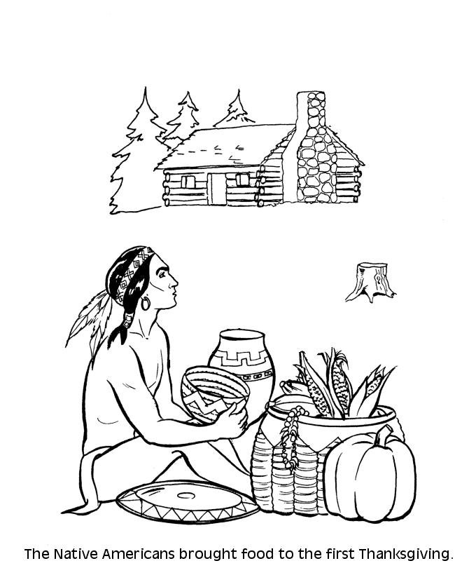Free Thanksgiving Food Coloring Pages Story of Native American printable
