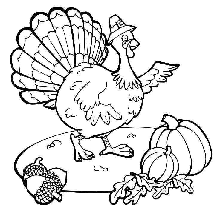Free Thanksgiving Food Coloring Pages Turkey and Pumpkins printable