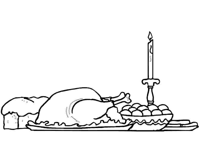 Free Thanksgiving Food On Table Coloring Pages printable