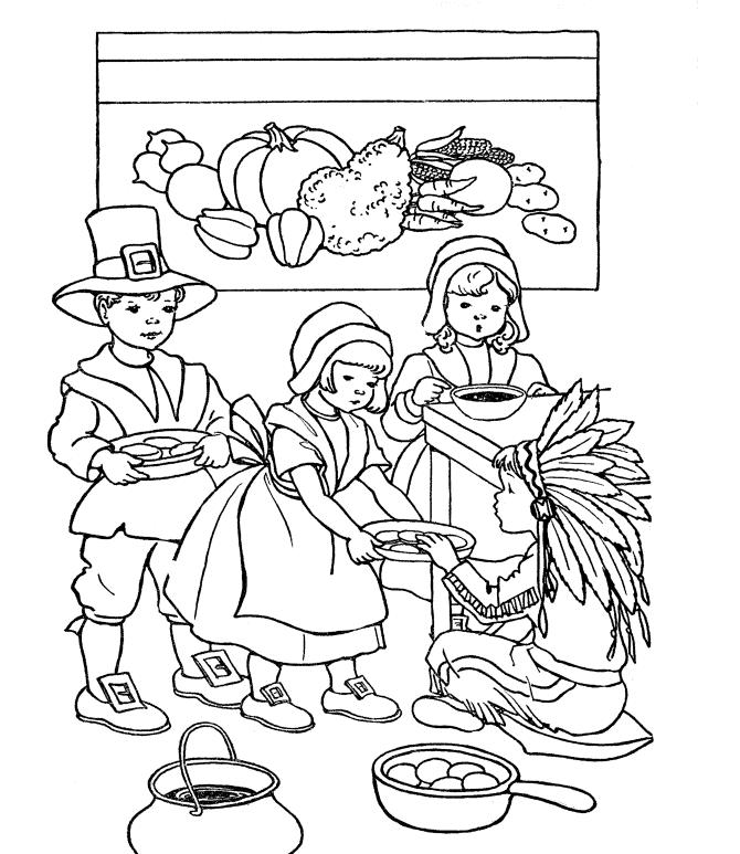 Free Thanksgiving Food for Native American Coloring Pages printable