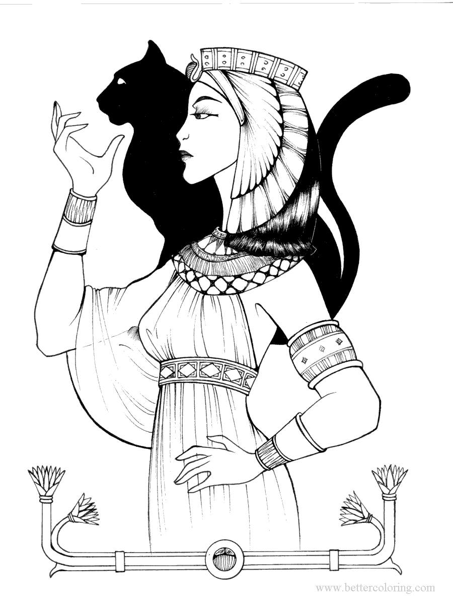 Ancient Egyptian Cat God Coloring Pages - Free Printable Coloring Pages