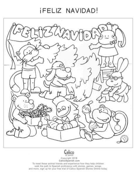 Free Animals Feliz Navidad Coloring Pages printable