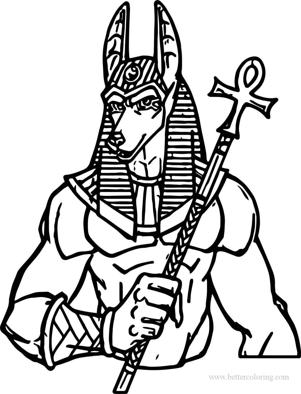 Free Anubis of Egyptian Gods Coloring Pages printable