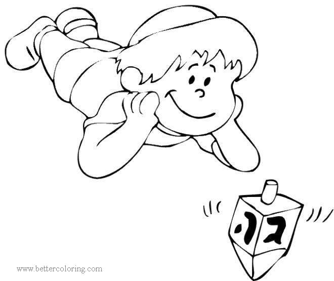 Free Boy Playing Dreidel Coloring Pages printable
