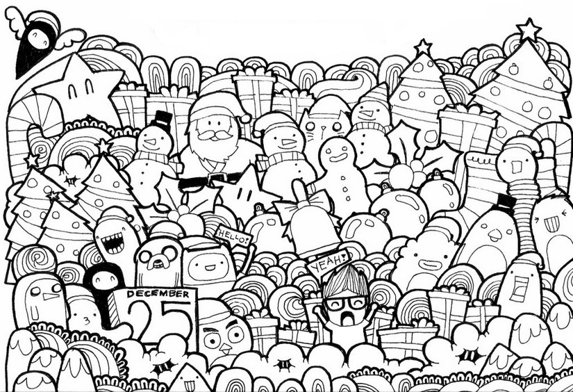 Free Detailed Christmas Cartoon Characters Coloring Pages printable