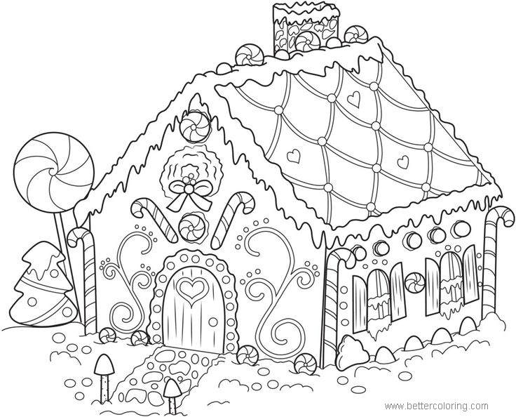 Detailed Christmas Gingerbread House Coloring Pages - Free Printable
