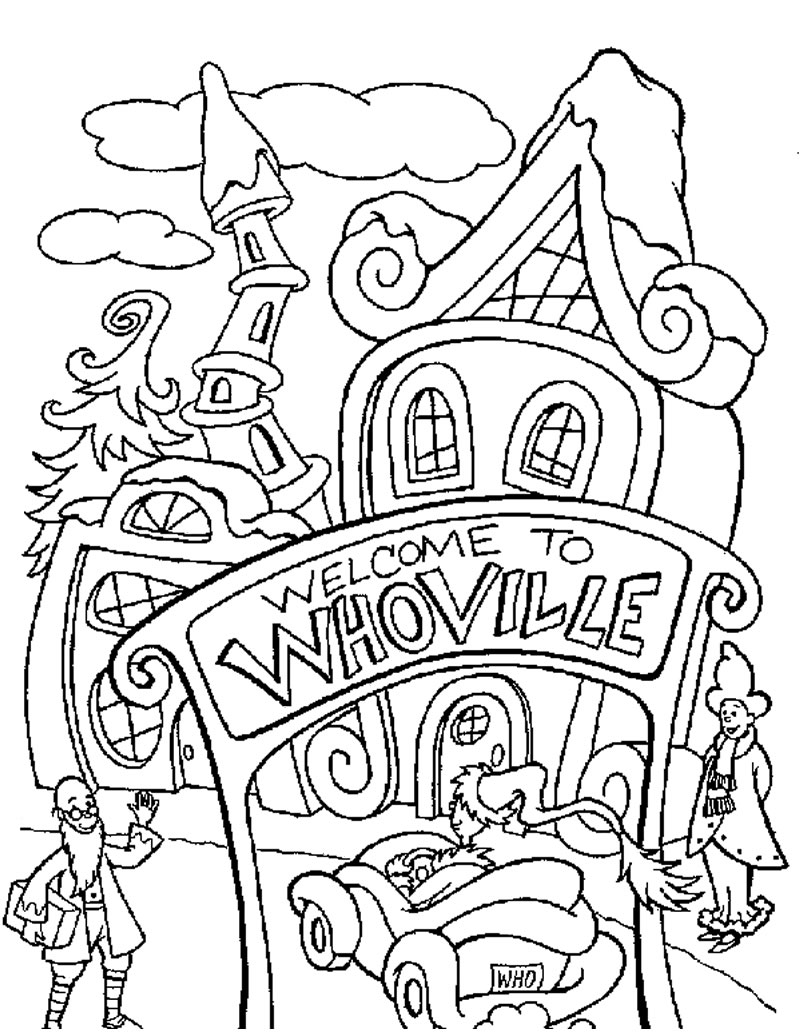 Free Detailed Christmas Whoville Coloring Pages printable