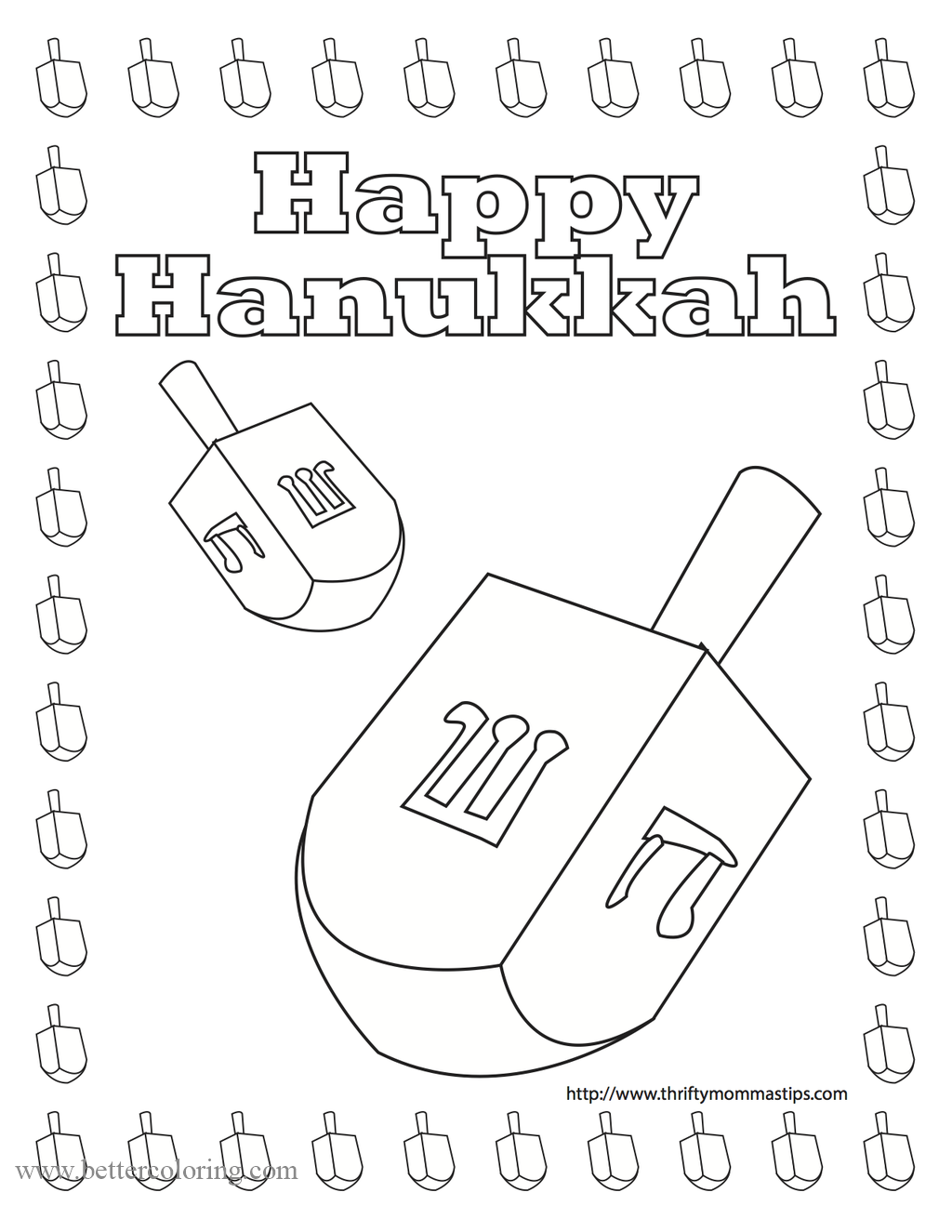 Free Dreidel for Hanukkah Coloring Pages printable