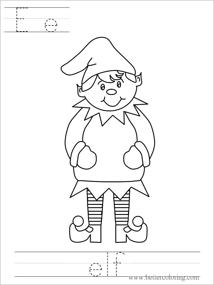 Free E is for Elf On The Shelf Coloring Pages printable