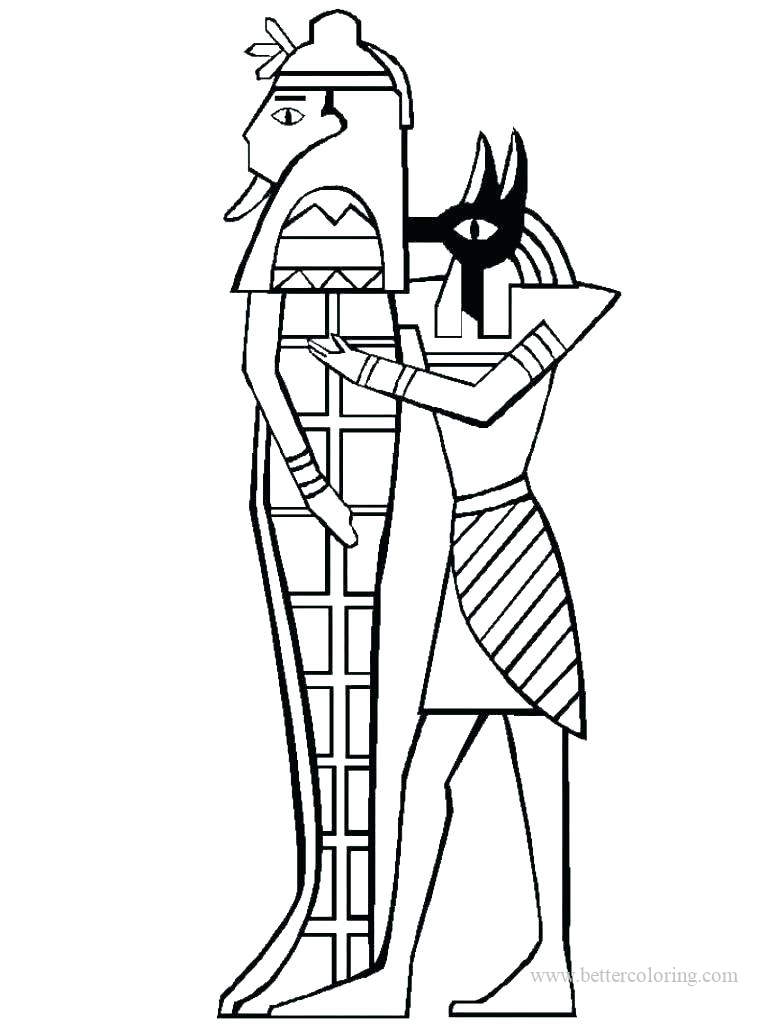 Free Egyptian God Anubis and Mummy Coloring Pages printable