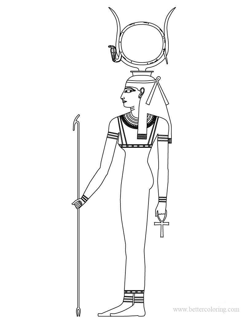 Egyptian Godness Hathor Coloring Pages - Free Printable Coloring Pages