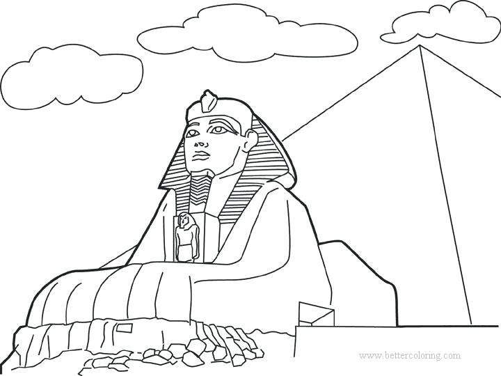 Free Egyptian Pyramids and Sphinx Coloring Pages printable