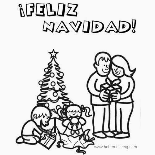 Free Family Feliz Navidad Coloring Pages printable