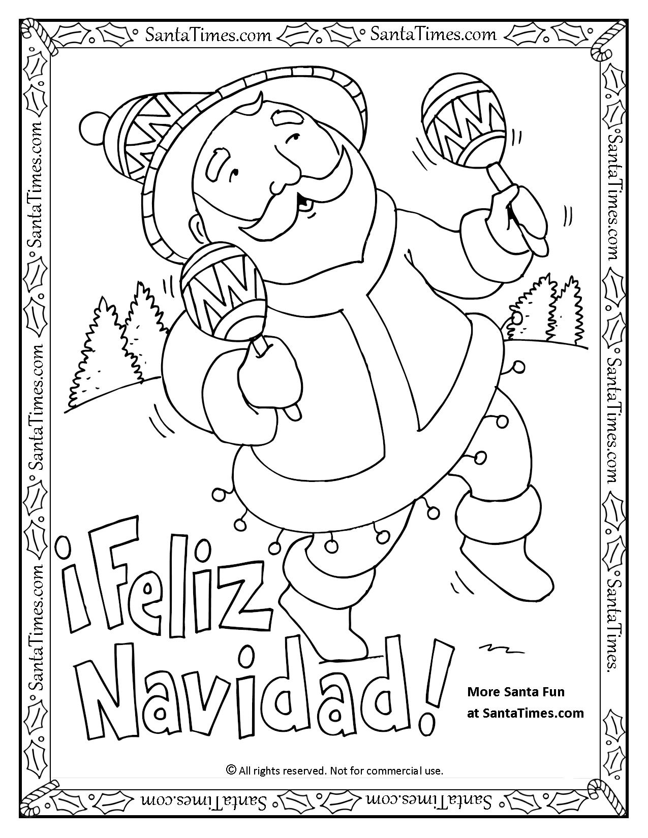 Free Feliz Navidad Coloring Pages Clip Art printable