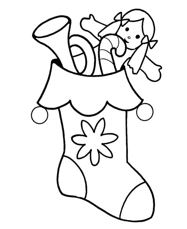 Free Girl Stocking Coloring Pages printable