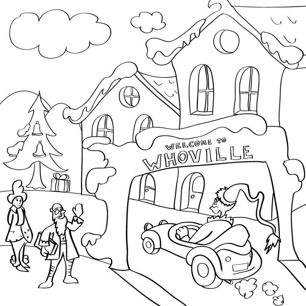 Free Grinch Driving to Whoville Coloring Pages printable