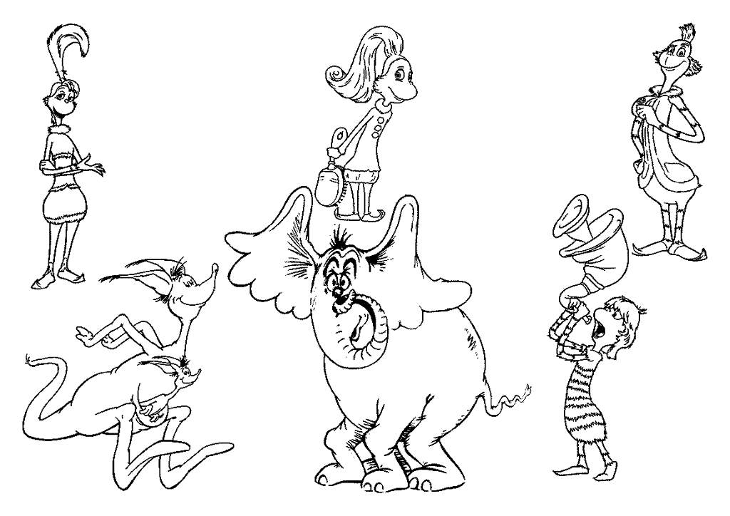 Free Horton Hears A Who Characters in Whoville Coloring Pages printable