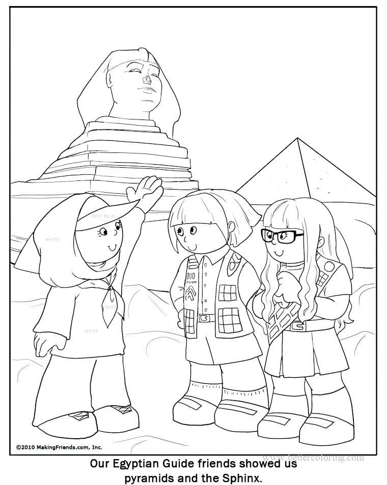 Kids Visit Egyptian Pyramid Coloring Pages - Free Printable Coloring Pages