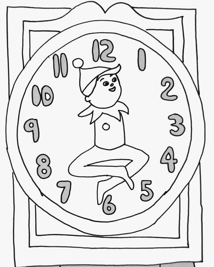 Free Make A Clock with Elf On The Shelf Coloring Pages printable