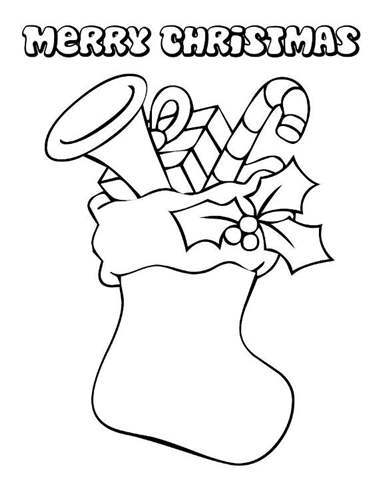 Free Merry Christmas Stocking Coloring Pages printable