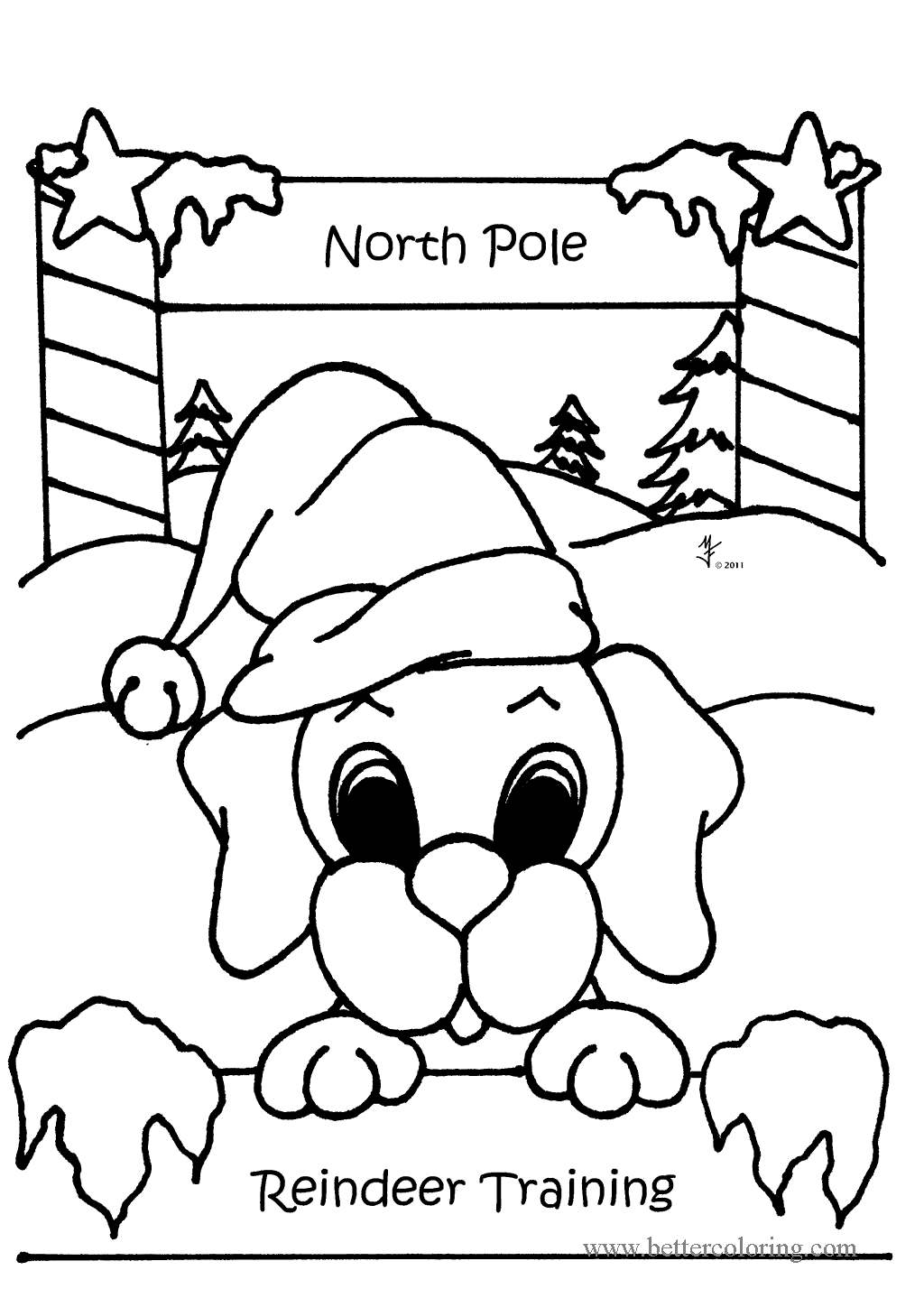 North Pole Christmas Dog Coloring Pages Free Printable