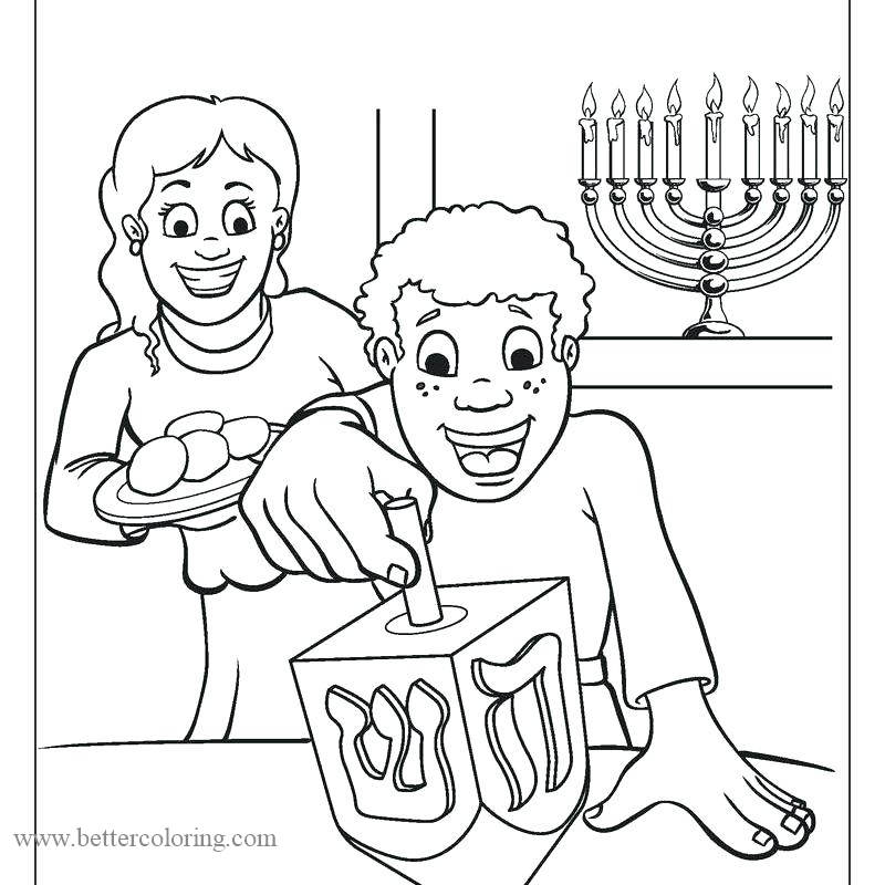 Free Playing Dreidel Coloring Pages printable