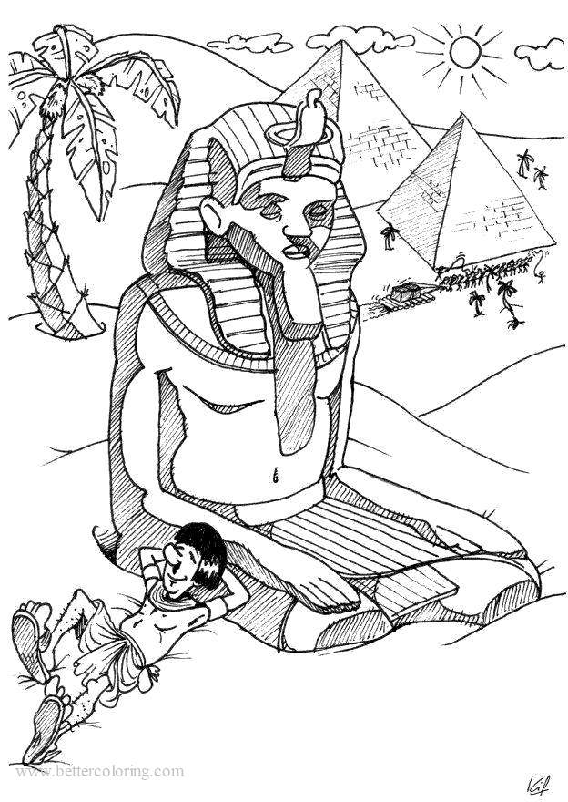 Free Pyramids and Sphinx from Egyptian Coloring Pages printable