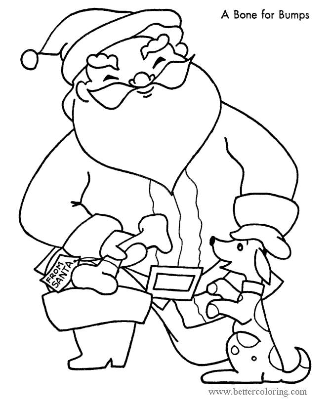Free Sant and Christmas Dog Coloring Pages printable