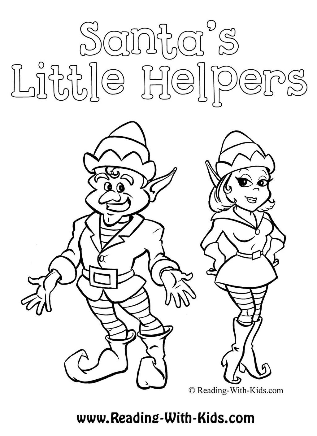 Free Santa s Little Helpers Coloring Pages printable