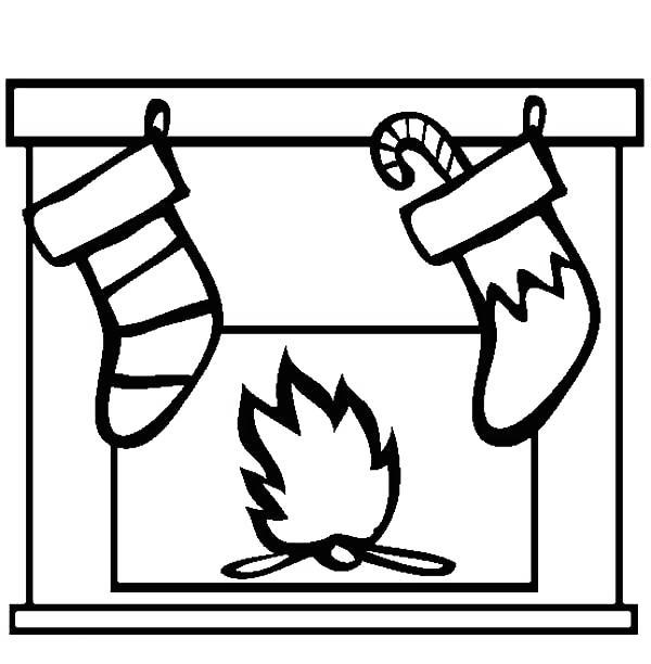 Free Stocking and Fireplace Coloring Pages printable