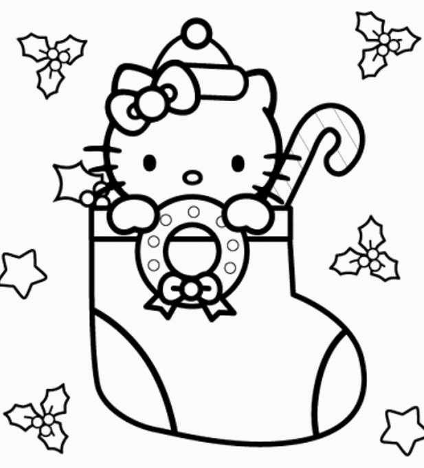 Free Stocking with Hello Kitty Coloring Pages printable