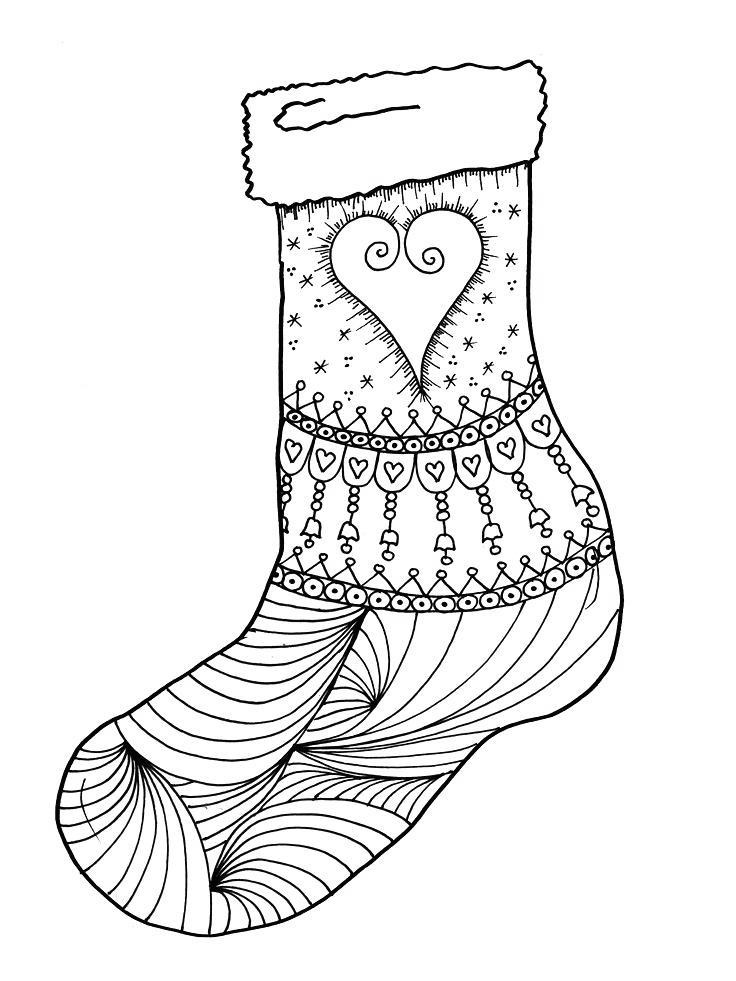 Free Stocking with Pattern Coloring Pages printable