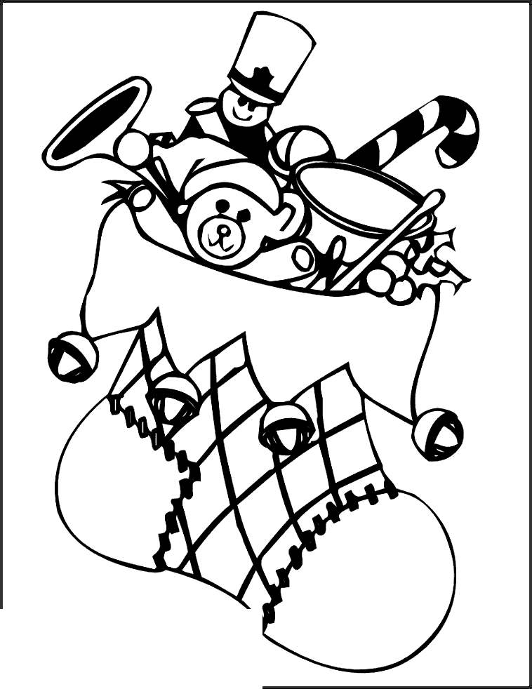 Free Toys in Stocking Coloring Pages printable