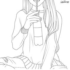 VSCO Girl Drinking Coloring Pages - Free Printable Coloring Pages
