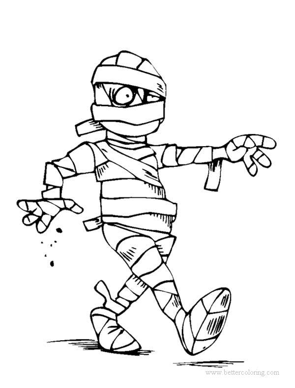 Free Walking Mummy of Egyptian Coloring Pages printable