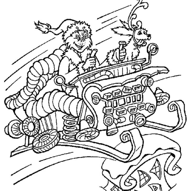 Whoville Coloring Pages Grinch Sleighing - Free Printable Coloring Pages