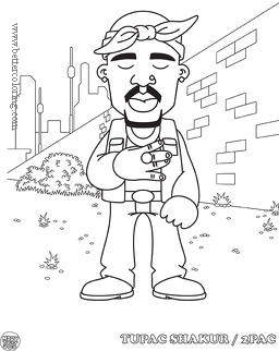 Free Cartoon Rapper Tupac Coloring Pages printable