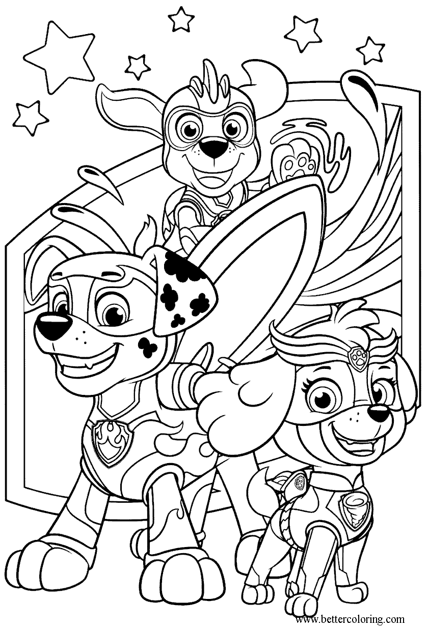 Free Characters from Mighty Pups Coloring Pages printable