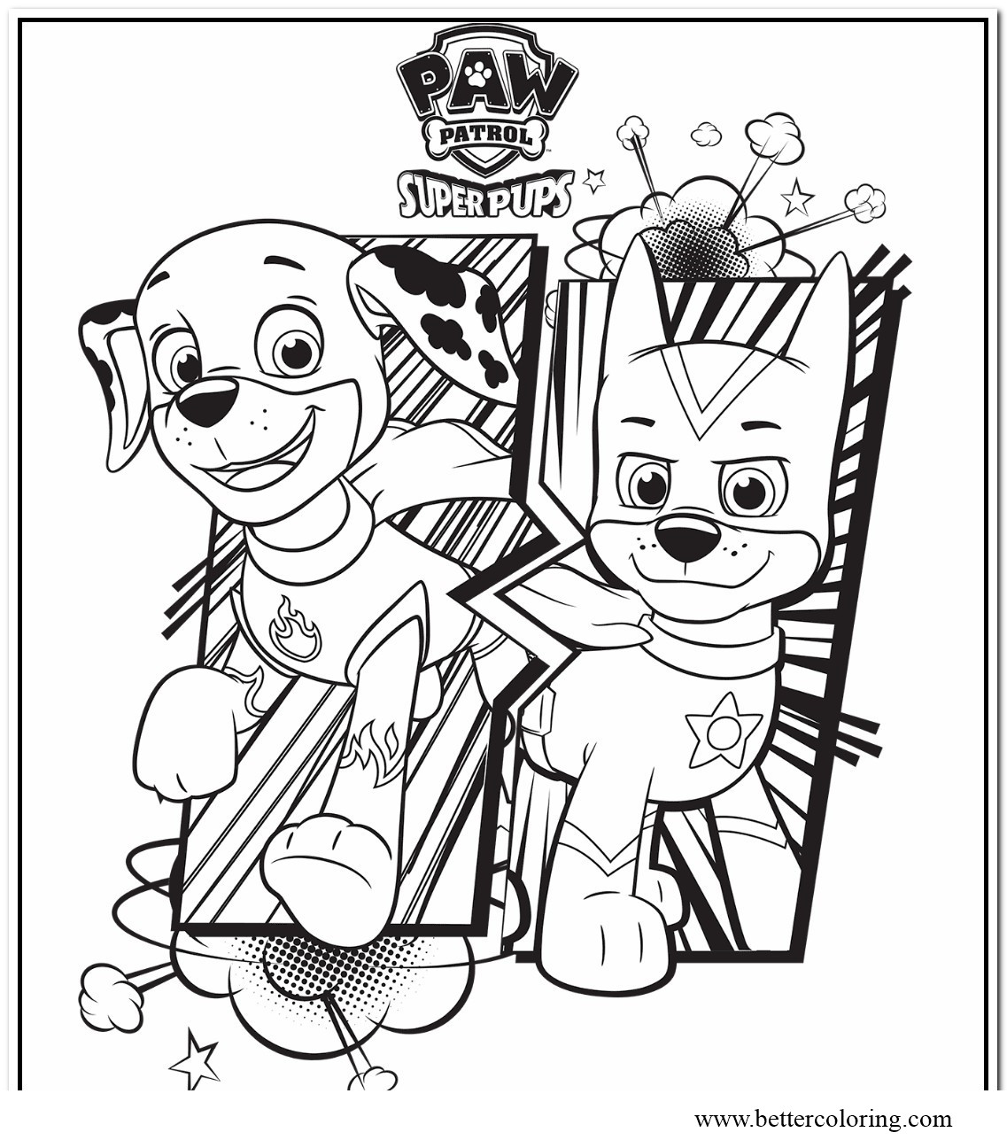 Free Characters from Paw Patrol Super Pups Coloring Pages printable