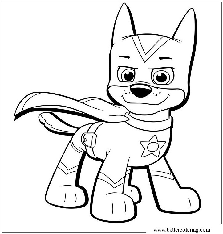 Chase From Super Pups Coloring Pages Free Printable Coloring Pages