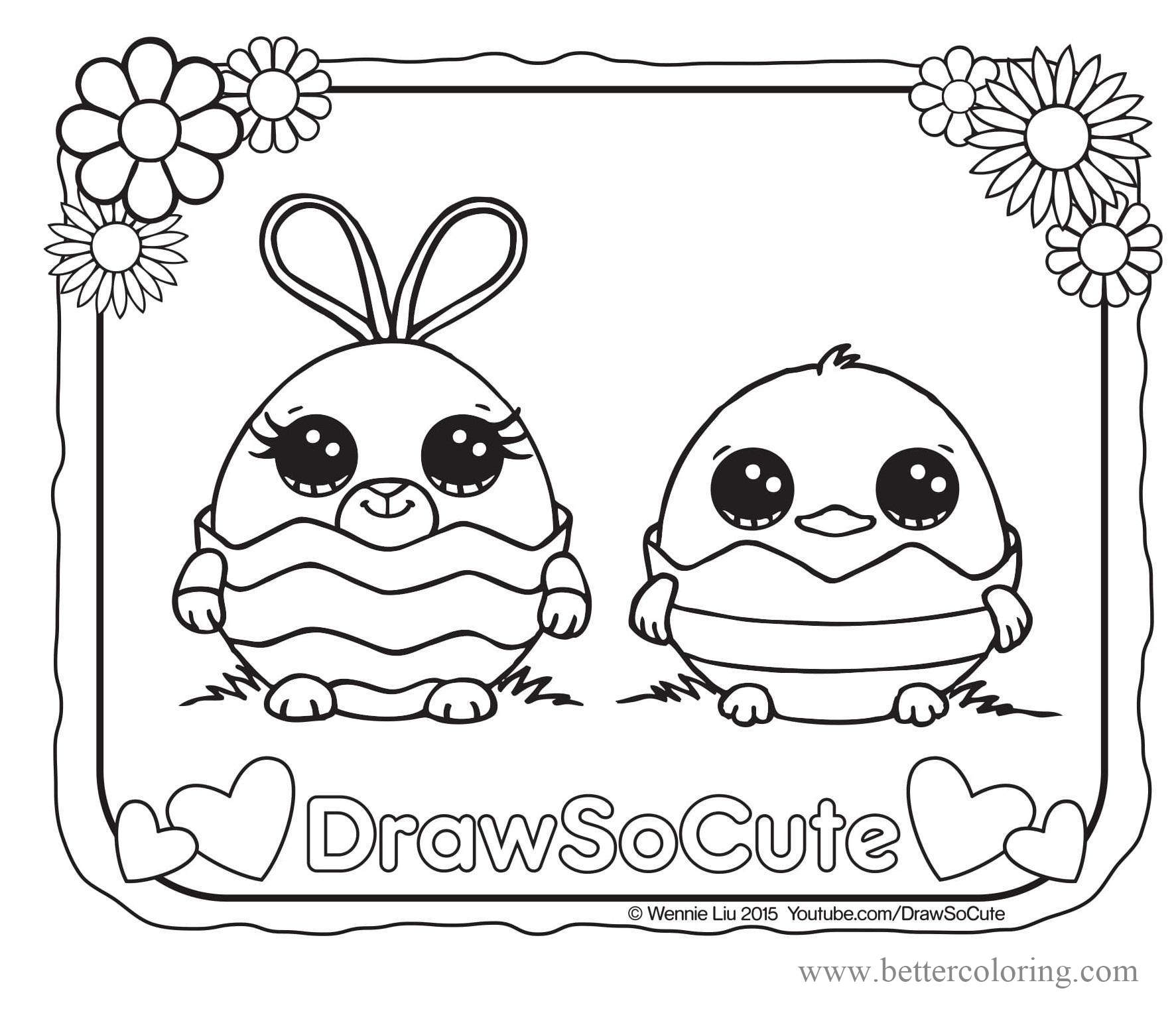 Free Draw So Cute Easter Eggs Coloring Pages printable