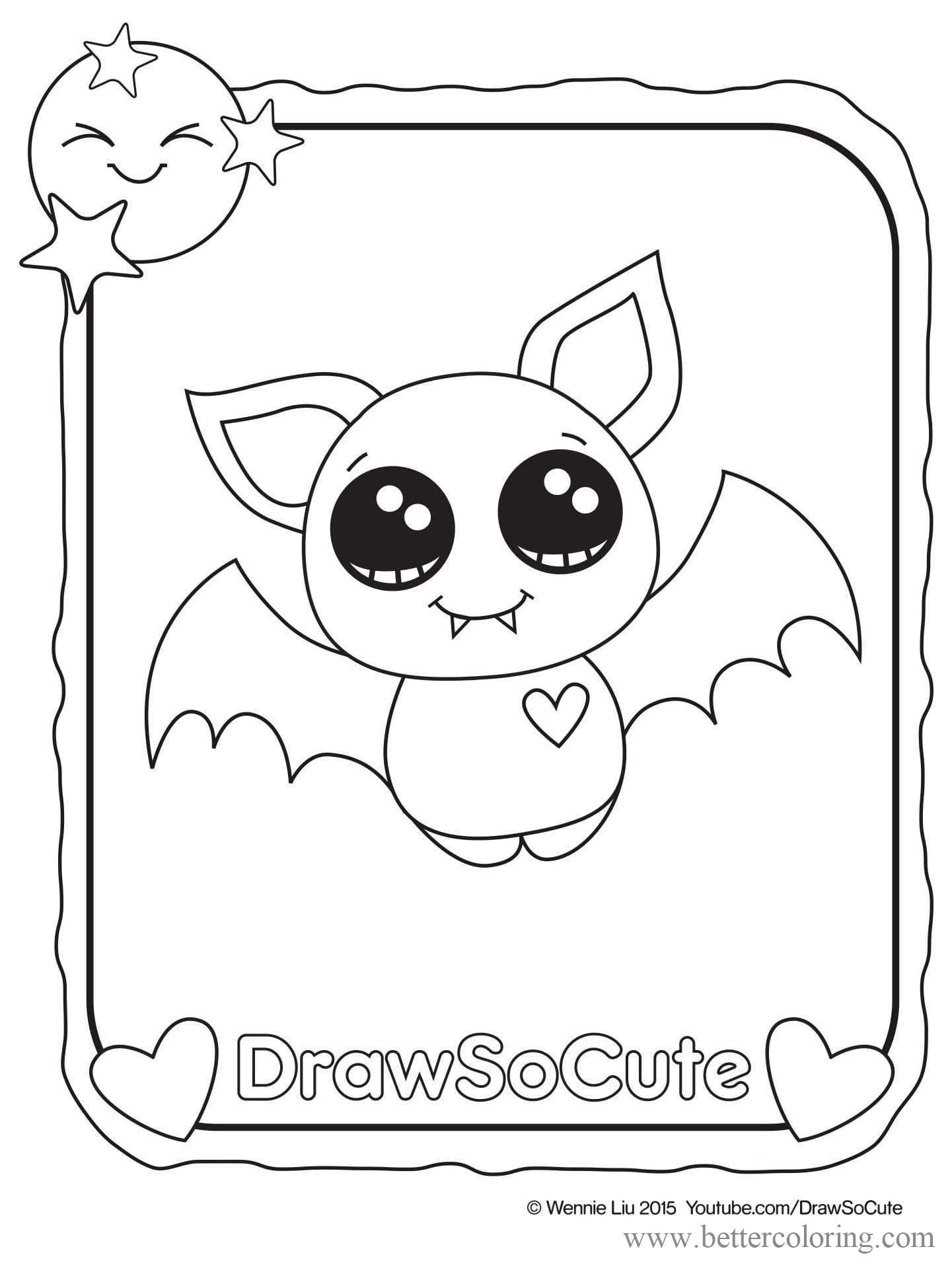 Free Draw So Cute Halloween Bats Coloring Pages printable