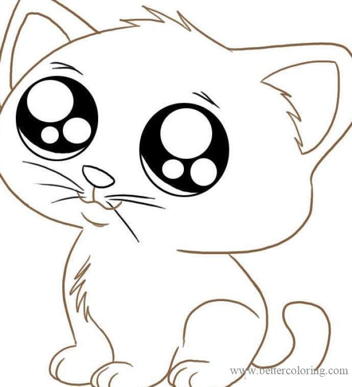 Free Draw So Cute Kitty Coloring Pages printable