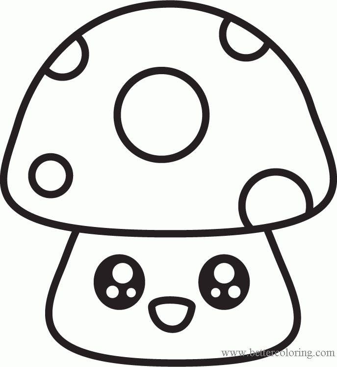 Free Draw So Cute Mushroom Coloring Pages printable