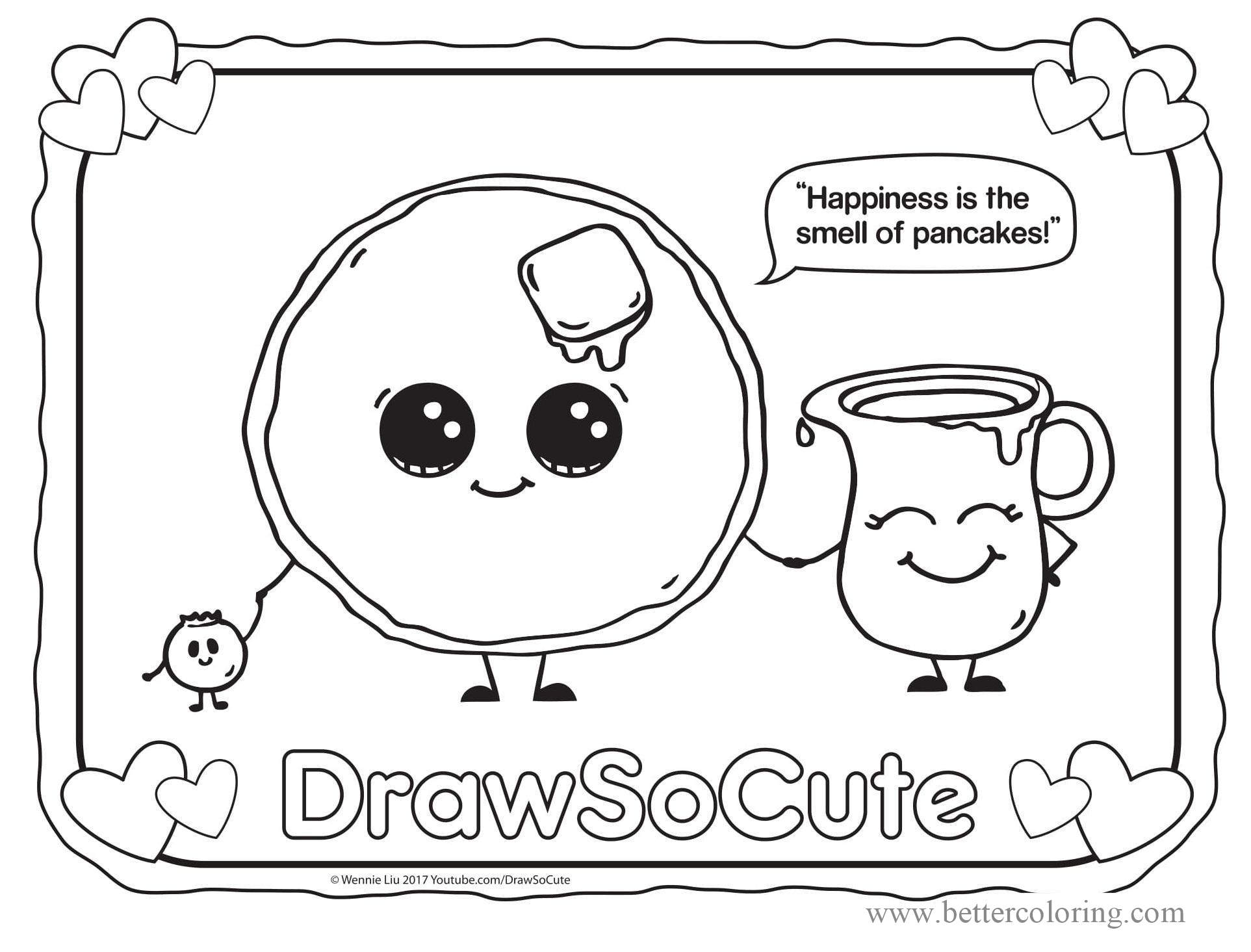 Draw So Cute Pancake Coloring Pages - Free Printable Coloring Pages