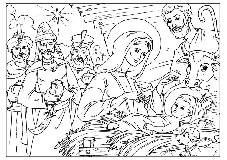 Free Epiphany Coloring Pages Christ Is Born printable