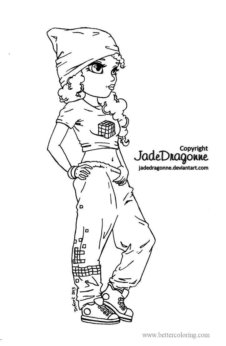 Free Hip Hop Rapper Girl Coloring Pages printable