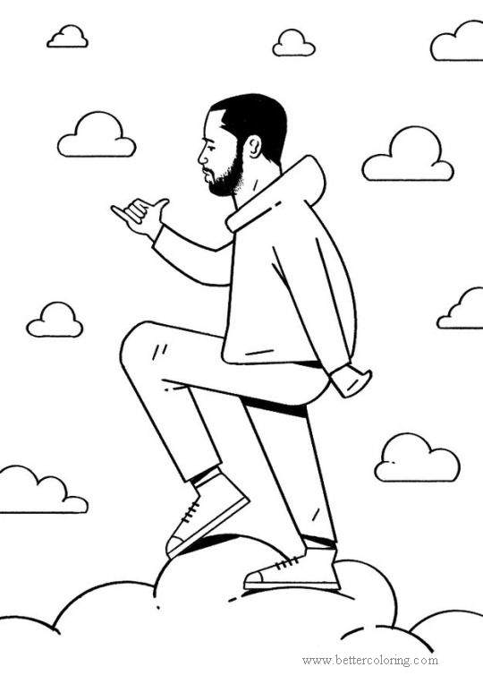 Free Rapper Drake on Clouds Coloring Pages printable