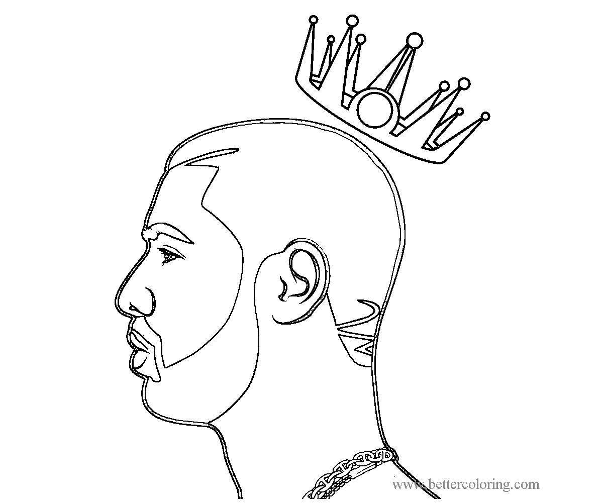 Free Rapper Drake with Crown Coloring Pages printable