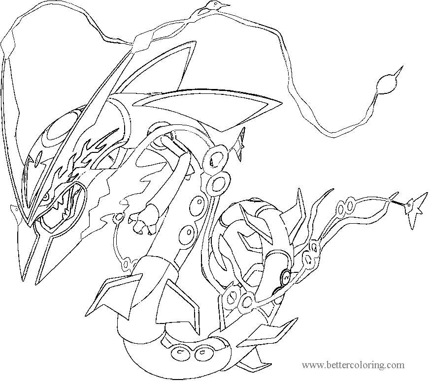 Free Rayquaza from Mega Pokemon Coloring Pages printable
